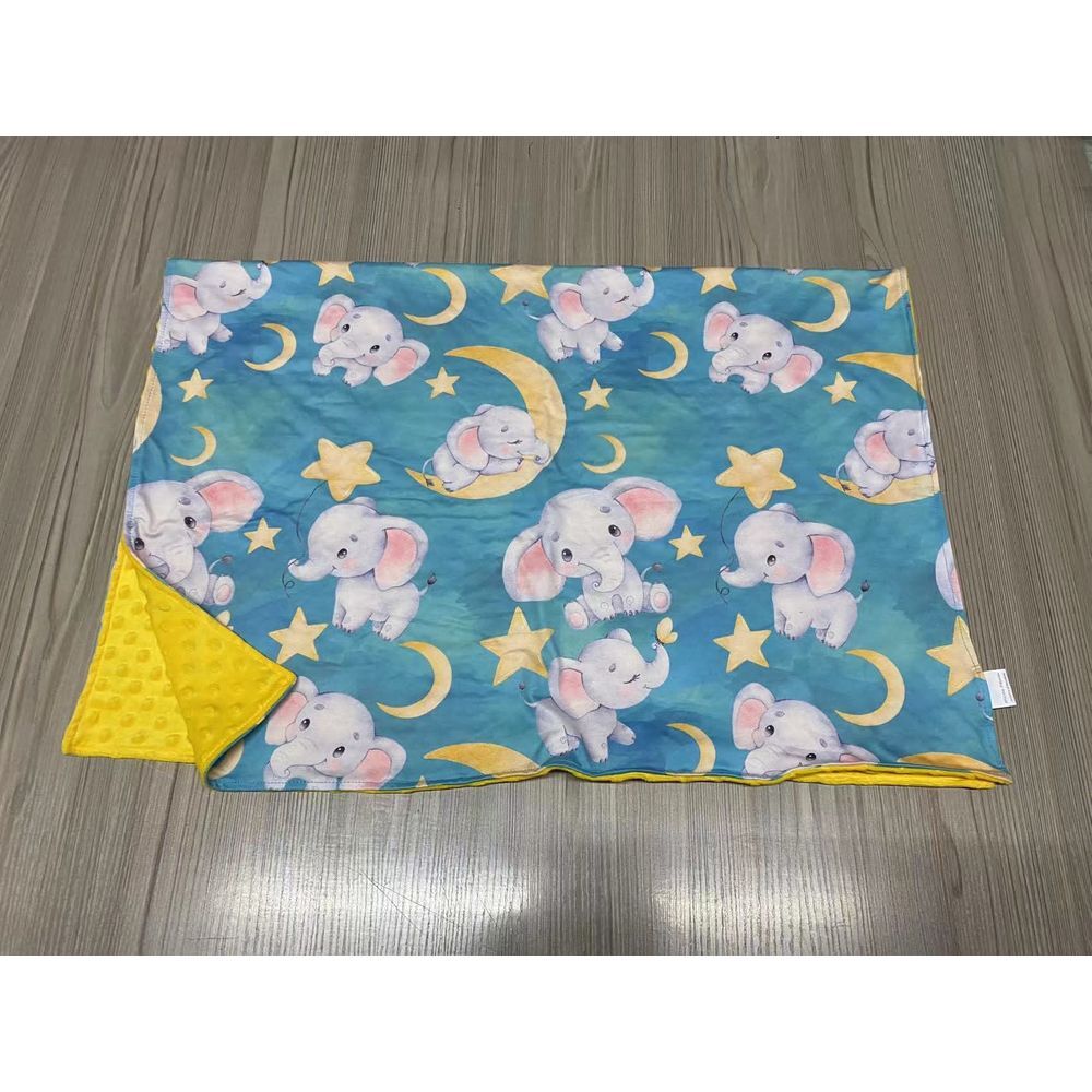 Baby Elephants and Moons Kids Minky‎ Blanket